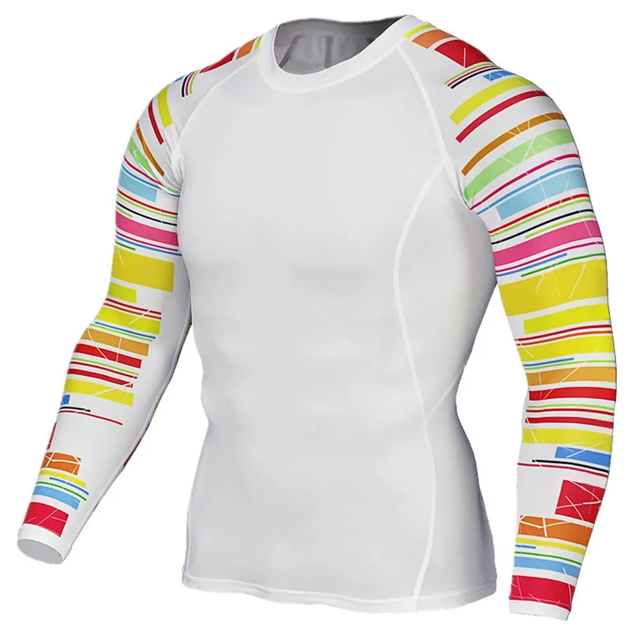 Дышащая полиэфирная спортивная одежда для фитнеса Мужская футболка для бега стрейч тренировочный сжатый Джерси - Цвет: see chart