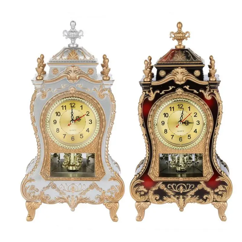 cheap Creative Vintage Desk Retro Alarm Clocks Classical Royalty Living Room TV Cabinet Desk Imperial Furnishing Sit Pendulum Clock