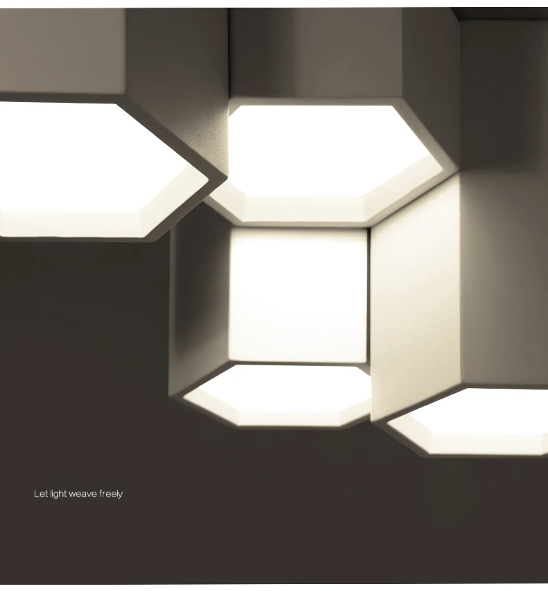 Moderno e Minimalista Lâmpada do Teto Sala de Estar Faça Você Mesmo Combinação Hexágono Design Ferro Fosco Led Iluminação Decoração Acrílico Dispositivo Elétrico 11 ?