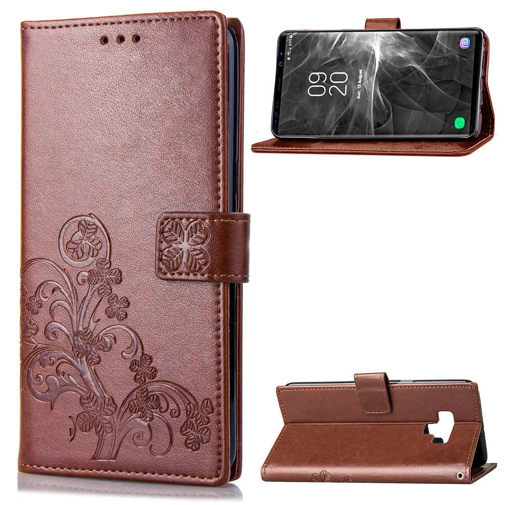 baratas Trevo da sorte buckle holster Titular Wallet Case Capa Do Telefone Para Samsung Nota 9