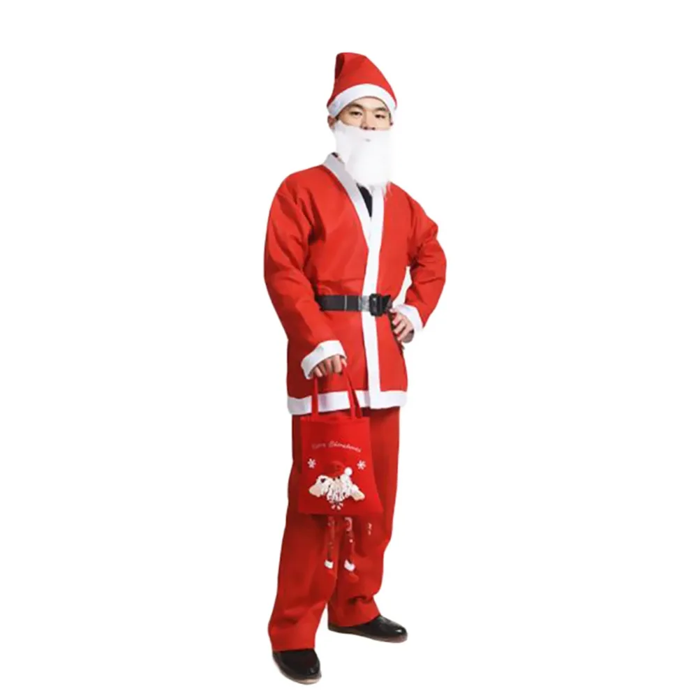 

5 Piece Non-woven Christmas Santa Claus Costume Adult Set For Most 160-180CM Man