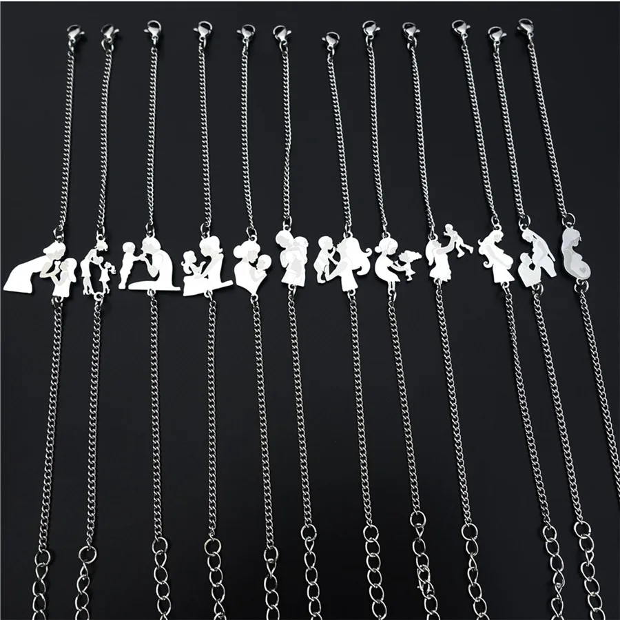 Браслет на День Матери из нержавеющей стали Gravida для мамы, дочки и сына, для малышей, детей, материнства, женщин, ювелирные изделия, 12 шт./партия