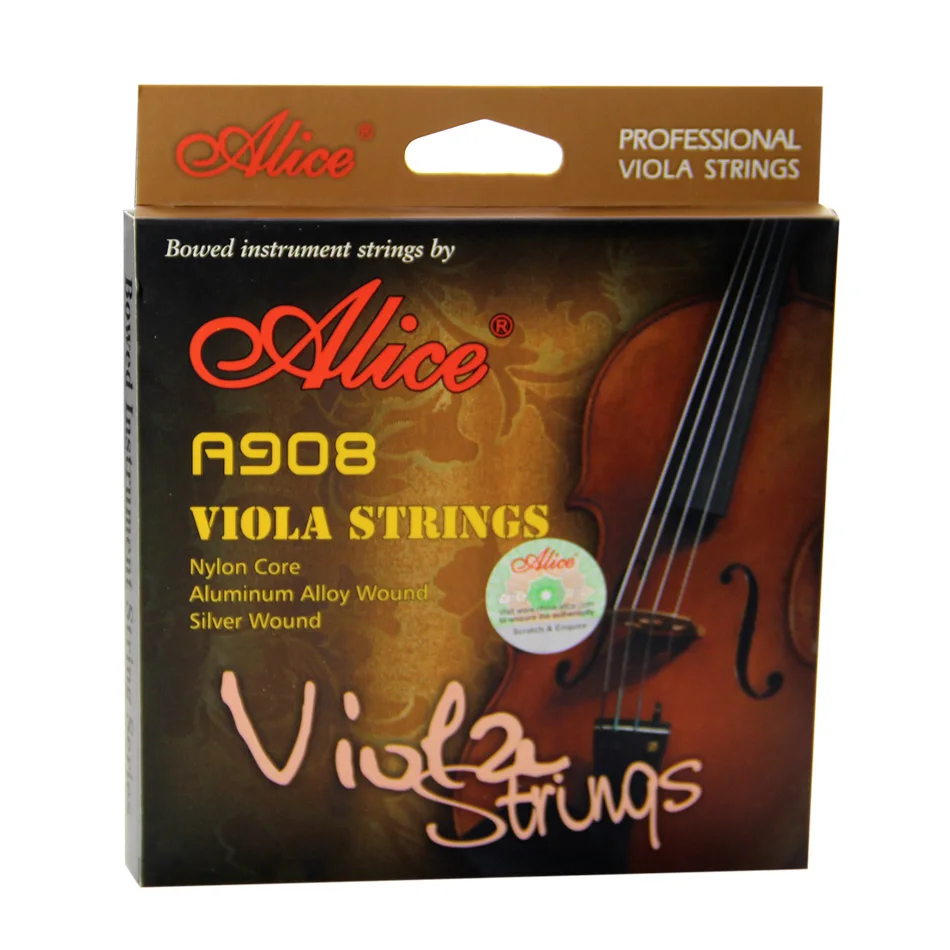 

Alice A908 Silver Wound Viola Strings Nylon Core Aluminum Alloy Wound Gold Plated Ball End