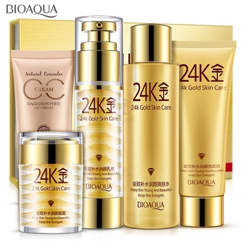 

Bioaqua 24K Gold Makeup Moisturizing whitening Cream Lotion Facial Face Day Cream Skin Care Cosmetic Set