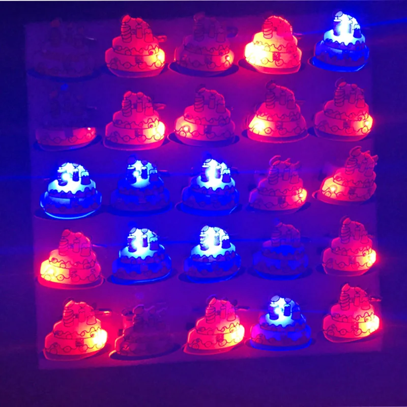 GlowLight UpLuminous FlashChildLed Toy Birthday Cake Brooch Glow In The Dark Birthday Christmas Wedding Party Gift  (1)