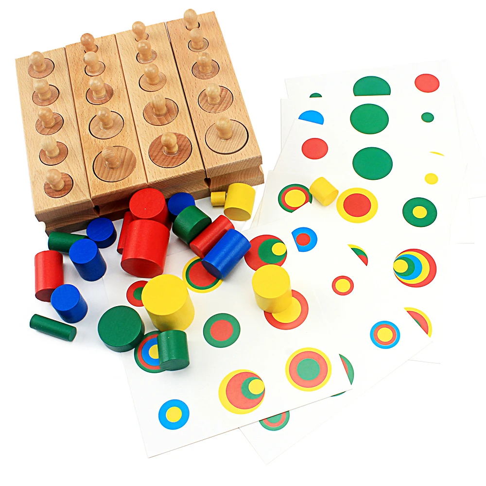 Jeux Éducatifs Montessori Avec Cylindres À Douille En Bois Colorés, Jouet  Pour L'apprentissage Préscolaire De Bébé - AliExpress