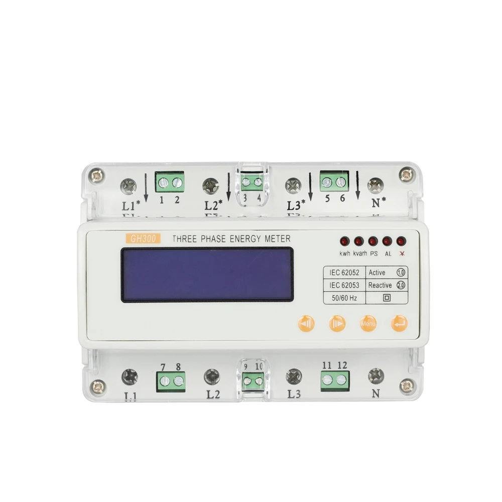 GHTS300 Three Phase Four Wire Din Rail Energy Meter / Liquid Multi Rate