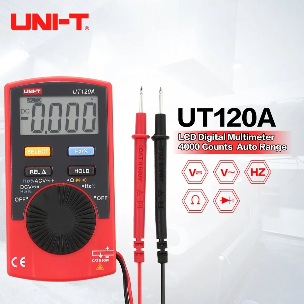 

UNI-T UT120A/B/C Tester Digital Multimeter Pocket Handle Auto Range DC/AC Voltage Resistance Transistor Continuity esr Meter