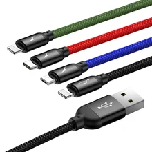 Usb-кабель Baseus 4 в 1 для iPhone X, 8, 7, 6 Plus, кабель для быстрой зарядки, кабель Micro USB type-C для samsung Galaxy S9, S8, One Plus, 6, 5t