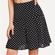 Винтаж Для женщин s стрейч Высокая талия юбка Конькобежец Flared плиссированные качели длинная юбка Для женщин летние сапоги до колена-Длина юбки