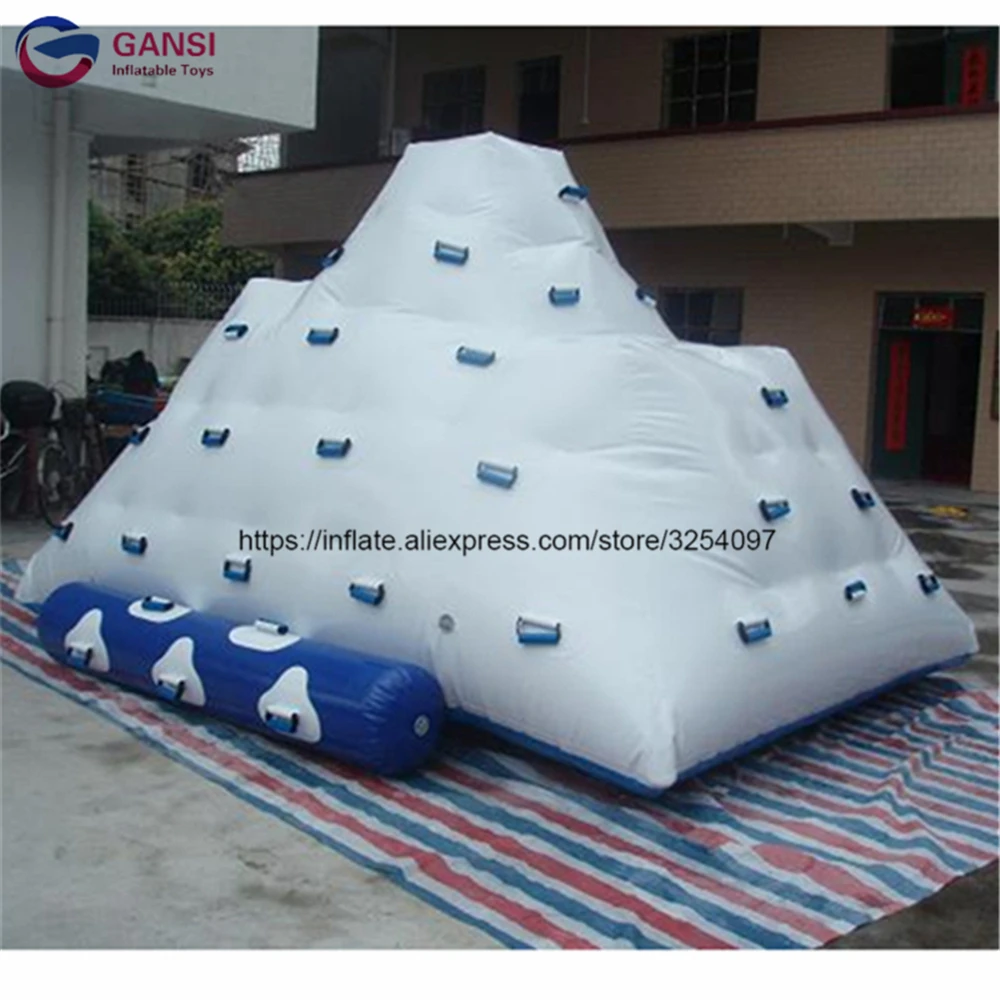 Inflatable Iceberg Water Toys For Adult Good 0.9Mm PVC Tarpaulin 5*4*4M Inflatable Water Climbing Mountain With Climbing Slide