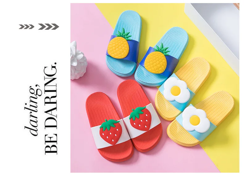 Летние модные детские тапочки; милая домашняя обувь с фруктами; обувь для купания; нескользящая обувь