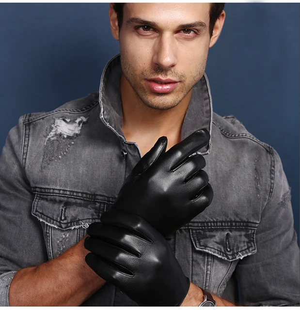Autumn Thin Leather Gloves Men | Genuine Leather Gloves Men