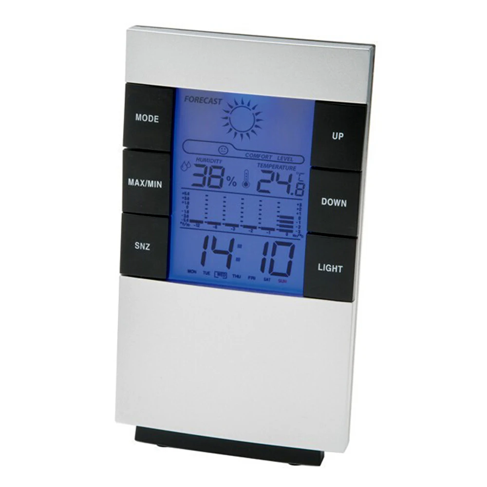 

Digital Alarm Clock Weather Forecast Alarm Clock Perpetual Calendar Electronic Weather Station Date and Time Readings LCD Clock
