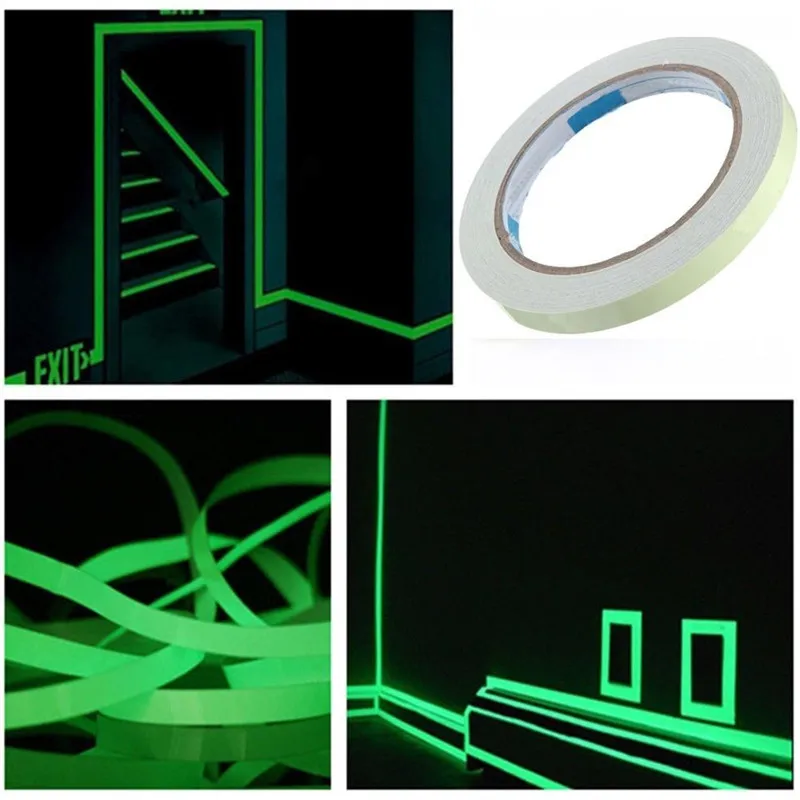 3 10M Luminous Fluorescent Night Self adhesive Glow In The Dark Switch Sticker Tape Safety Security