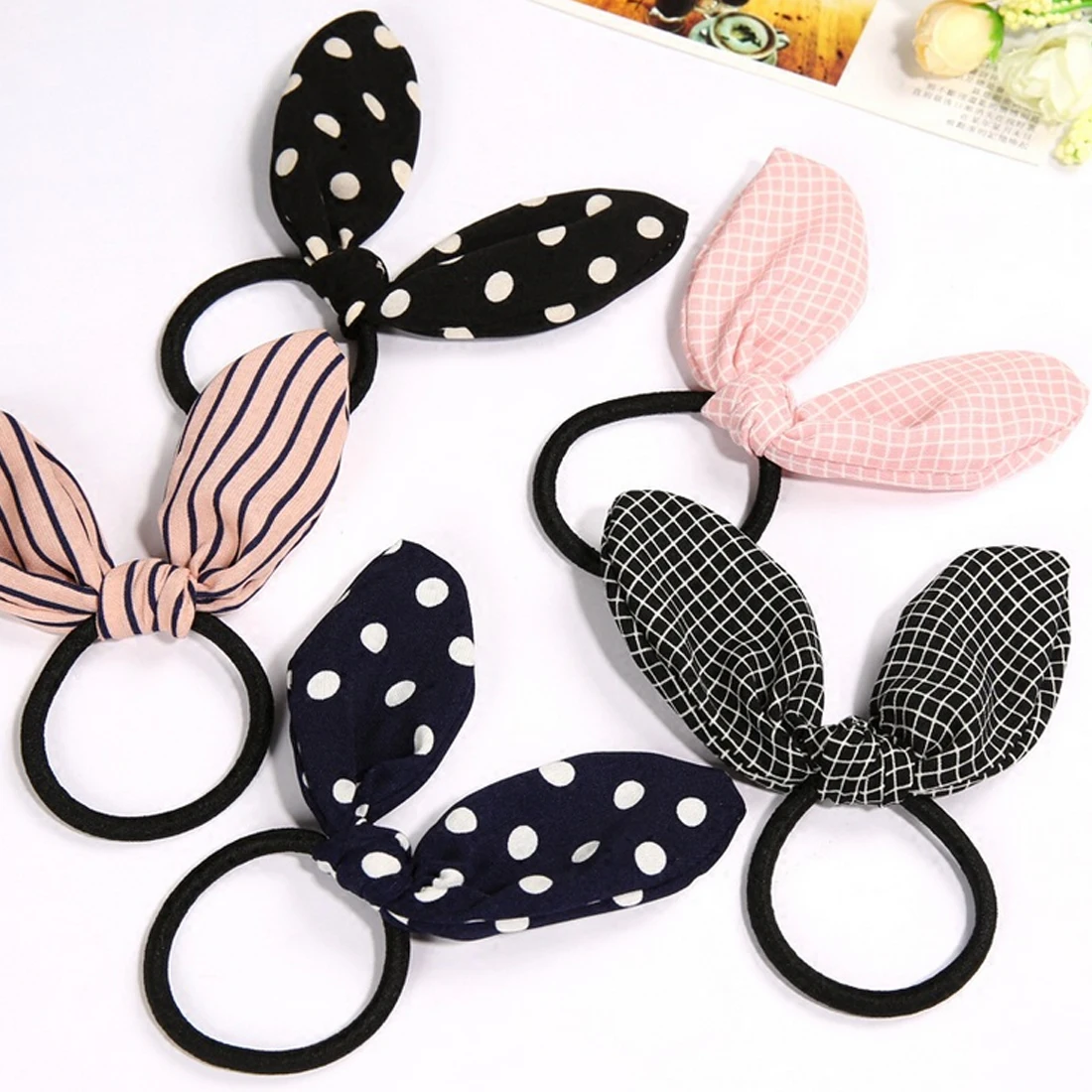 

Korean style Lovely Rabbit ears Hair band Ornaments Hair Accessories Scrunchies Elastic Hair Rope for girl rubber band