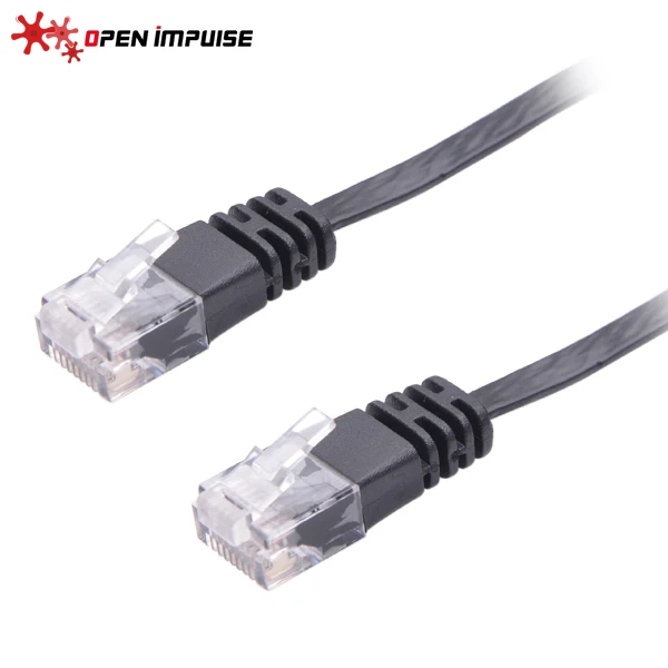 Open Impulse 1M/3.3FT Ultra Slim Flat CAT6 UTP Ethernet Patch Cable Black Color | Игрушки и хобби