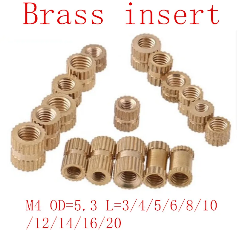 

100pcs M3*3/4/5/6/7/8/10 od=4.3 M3 Brass insert nut Injection Molding Brass Knurled Thread Inserts Nuts