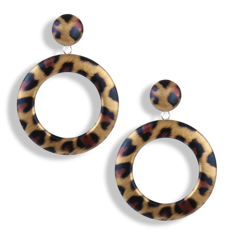 

Vintage Leopard Earring For Women trendy Dangle Earrings Round Statement Earrings hanging Fashion Round Oorbellen party jewelry
