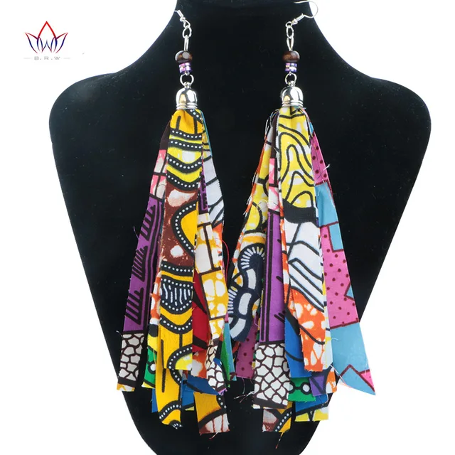 Large earrings in african wax fabric yellow black red African Creoles ethnic