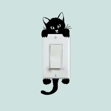 Black Cute Cat Switch Decal Vinyl Art Wall Sticker Home Decor Animal 3SS0003