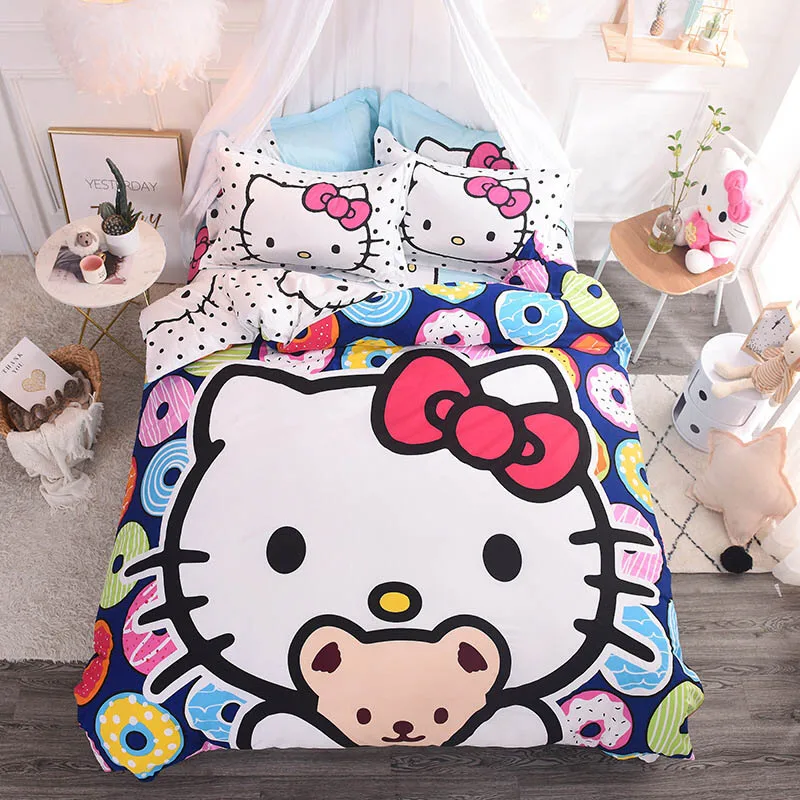

Cartoon 3D Doraemon Hello Kitty Cotton 3/4pcs Bedding Set Contain Duvet Cover Bed Sheet Pillowcase Kids Bed linen TJ-29