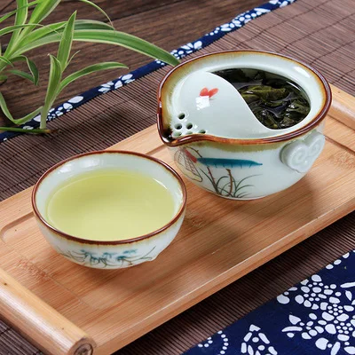 Drinkware 1POT 1CUP Handpainted porcelain TeaPot Tea Cup Gaiwan Travel Tea Set kungfu teasets quik cup teacup ceramic tea pot Drinkware 1POT 1CUP Handpainted porcelain TeaPot Tea Cup Gaiwan Travel Tea Set kungfu teasets quik cup teacup ceramic tea pot