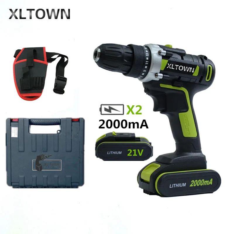 

XLTOWN 21v 2000mAh cordless electric drill with 2 battery rechargeable lithium battery multi-purpose electric screwdriver