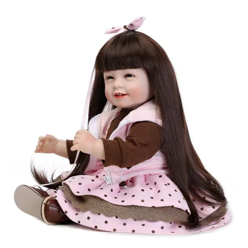 55 см силиконовые возрождается Куклы Детские спальные Куклы с улыбающееся Дети раннего образования игрушки куклы Best детей Рождество/день
