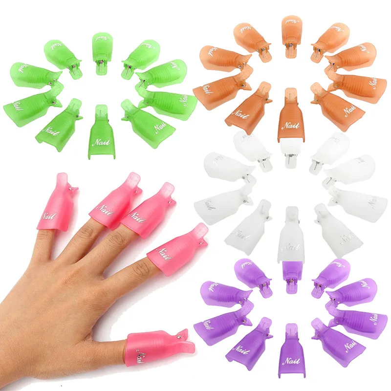 

10PC Plastic Soaker Caps Polish Remover Wrap Tools Nail Art Soak Off Cap Clip UV Gel Polish Remover Wrap