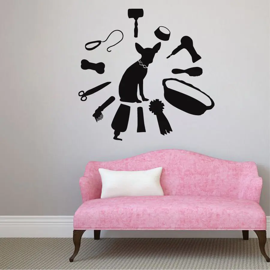 Pet Salon Vinyl Wall Decal Dog In Shower Grooming Salon Vet Clinic