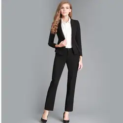 Популярный новый тонкий Однотонный женский костюм из двух предметов (куртка + брюки) Женский деловой костюм на заказ