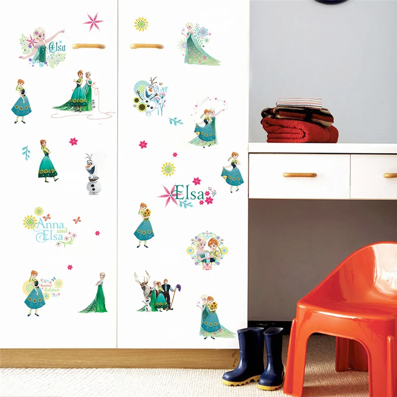 Cartoon Kids DIY Sticker Frozen Princess Aisha Scroll Puzzle Children's Room Decoration Stickers Pegatinas Autocollant Enfant
