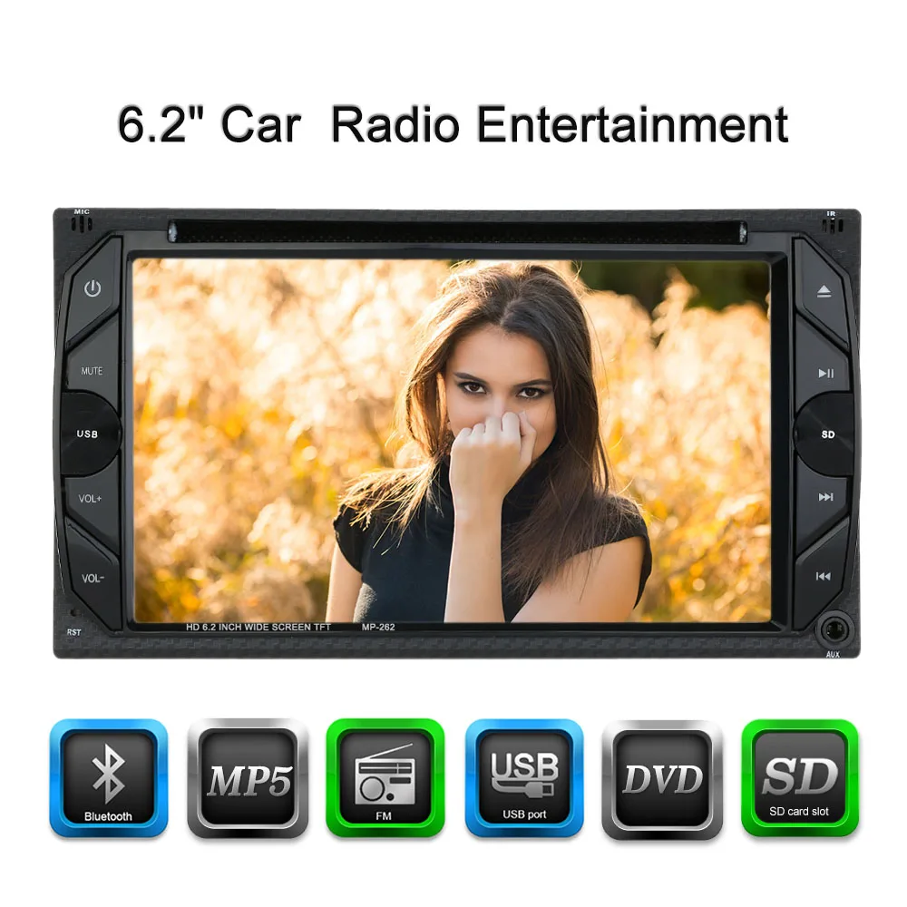 

Universal Double 2 Din Car DVD player 6.2" Car Autoradio Video/Mutimedia MP5/4/3 Player Car Stereo audio player with display