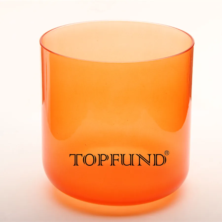 

TOPFUND Orange Color D Note Sacral Chakra Clear Quartz Crystal Singing Bowl 7'' With Free Mallet and O-Ring
