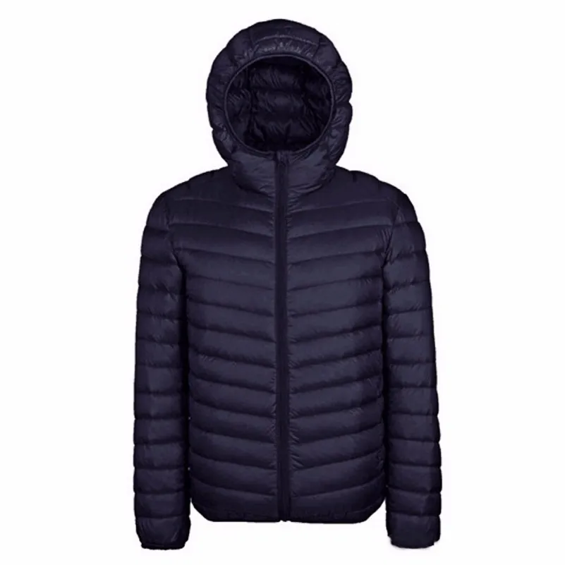 Зимняя мужская куртка, новое пальто для пары, ультра-светильник, с капюшоном, приталенная, брендовая, с хлопковой подкладкой, одноцветная парка, белый утиный пух, 3XL X321