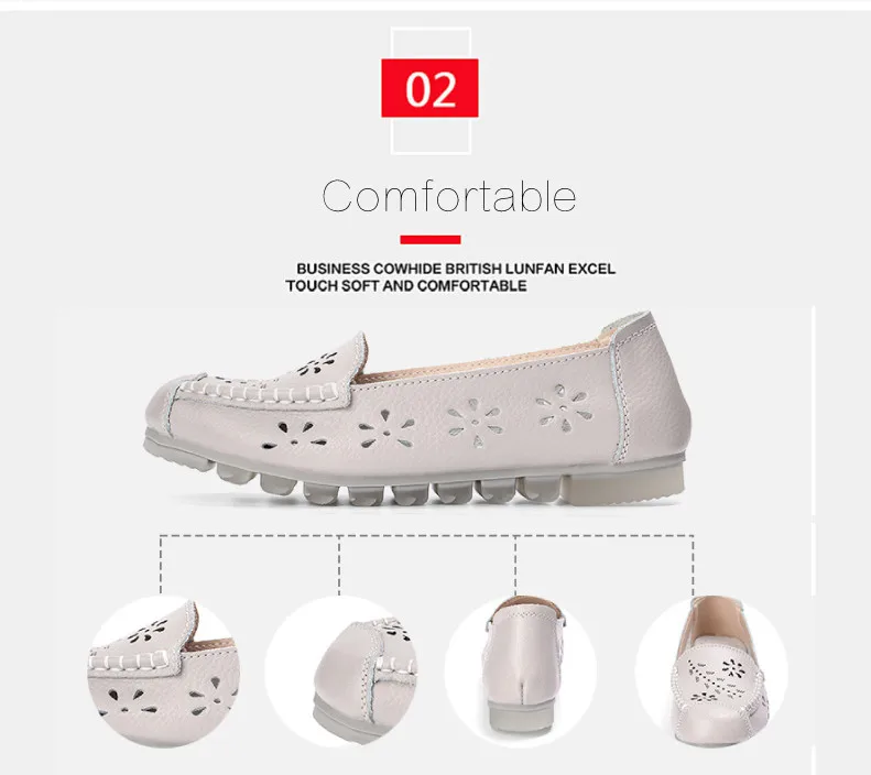 CAGILKZEL 2019 New Women Ballet Shoes Flats Cut Out Leather Breathbale Moccains Casual Woman Boat Shoes Ladies Ballerina (3)