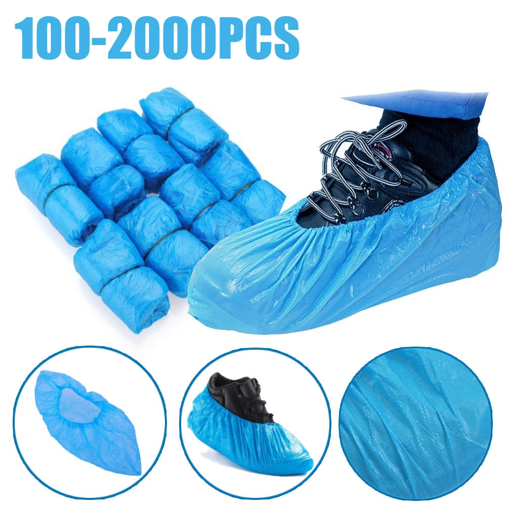 

100-2000PCS Hot sale Medical Waterproof Anti Slip Boot Covers Plastic Disposable Shoe Covers Overshoes Safety Drop shipping