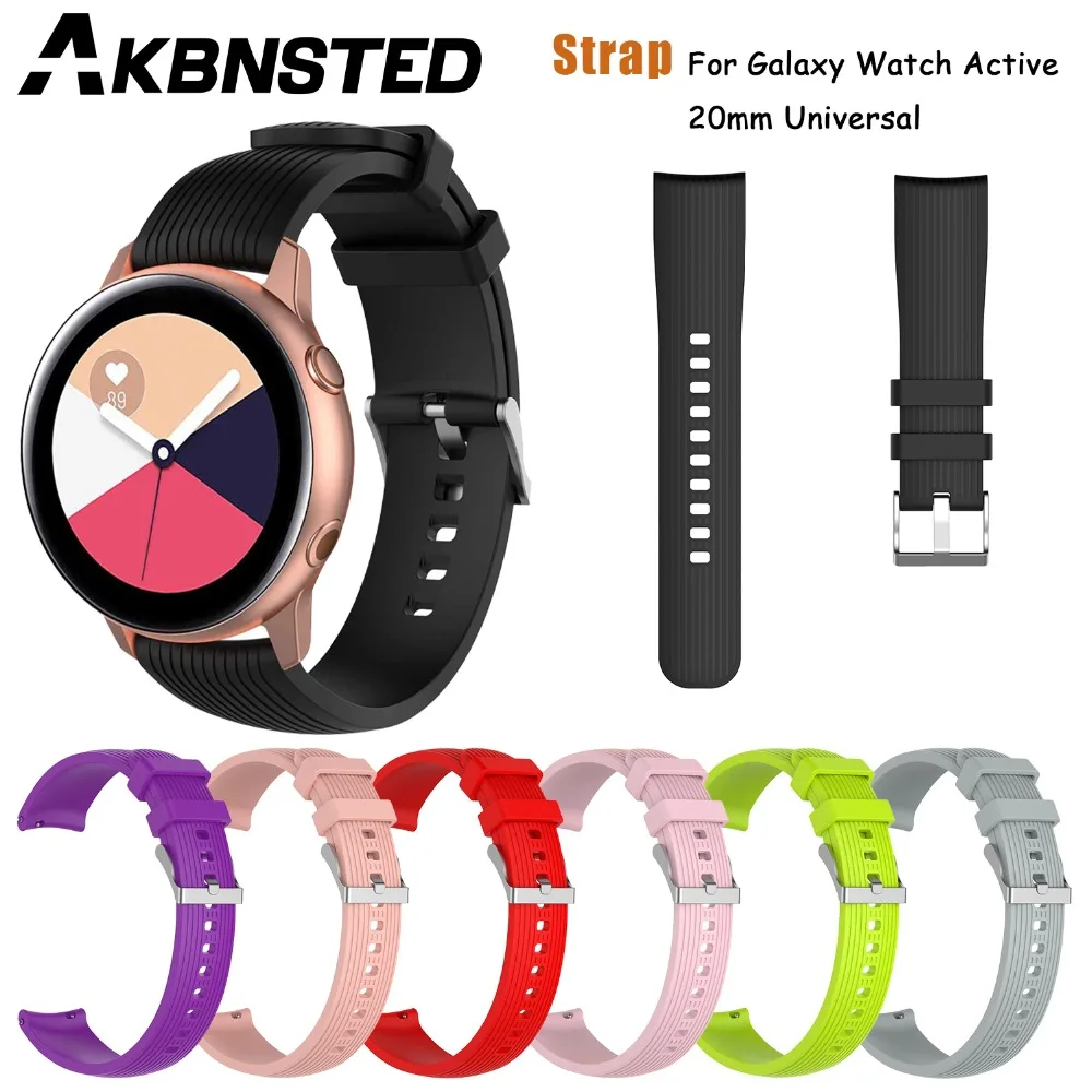 AKBNSTED 20 мм силиконовый спортивный ремешок для Samsung Galaxy Watch активный Garmin Vivoactive3 Amazfit