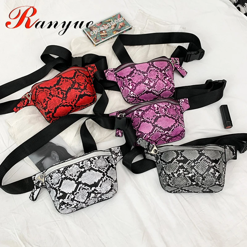 

RANYUE Fanny Pack Fashion Serpentine Waist Bag Women PU Leather Retro Waist Pack Vintage Waist Belt Bags Phone Pocket