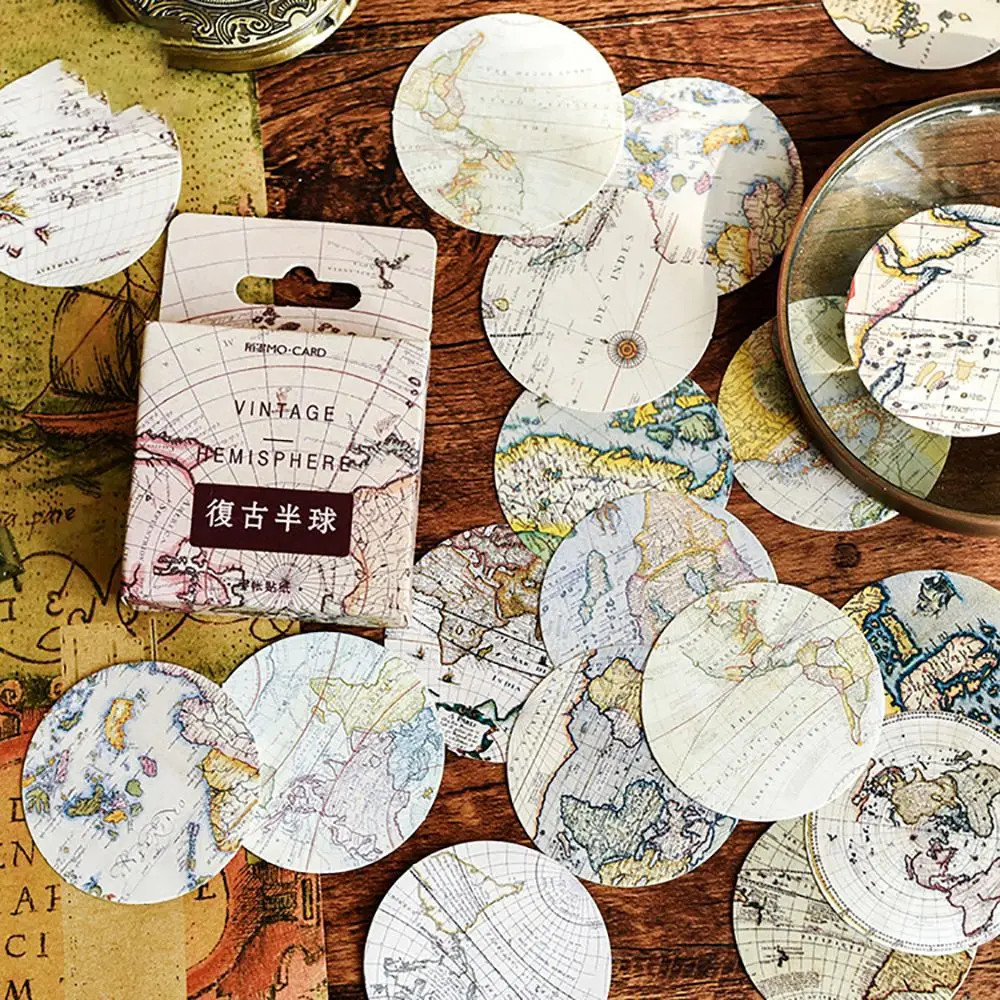 

46 Pcs/lot Vintage Map Sticker Kawaii Stationery DIY Scrapbooking Notebook Decorations Phone Stickers School Office Supplies