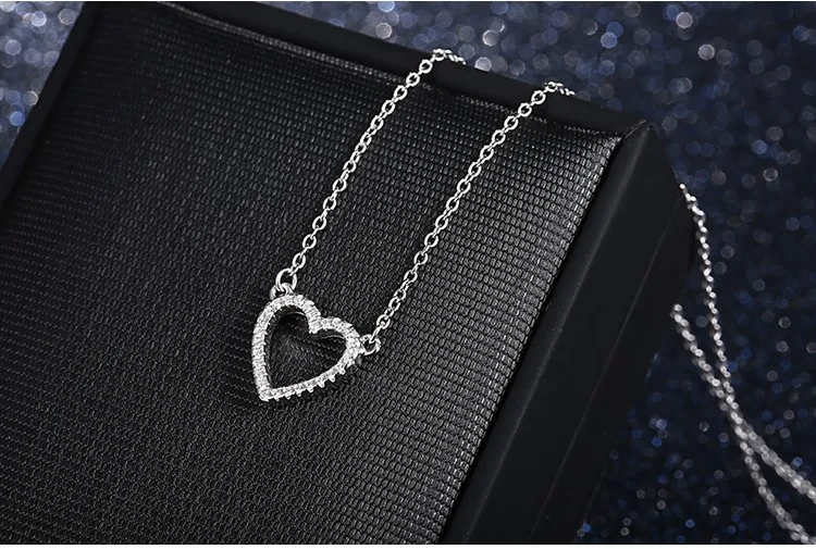 Подлинное 925 пробы Серебряное ожерелье с австрийскими кристаллами в форме сердца для женщин, Европейское модное ювелирное изделие, бижутерия, подарок