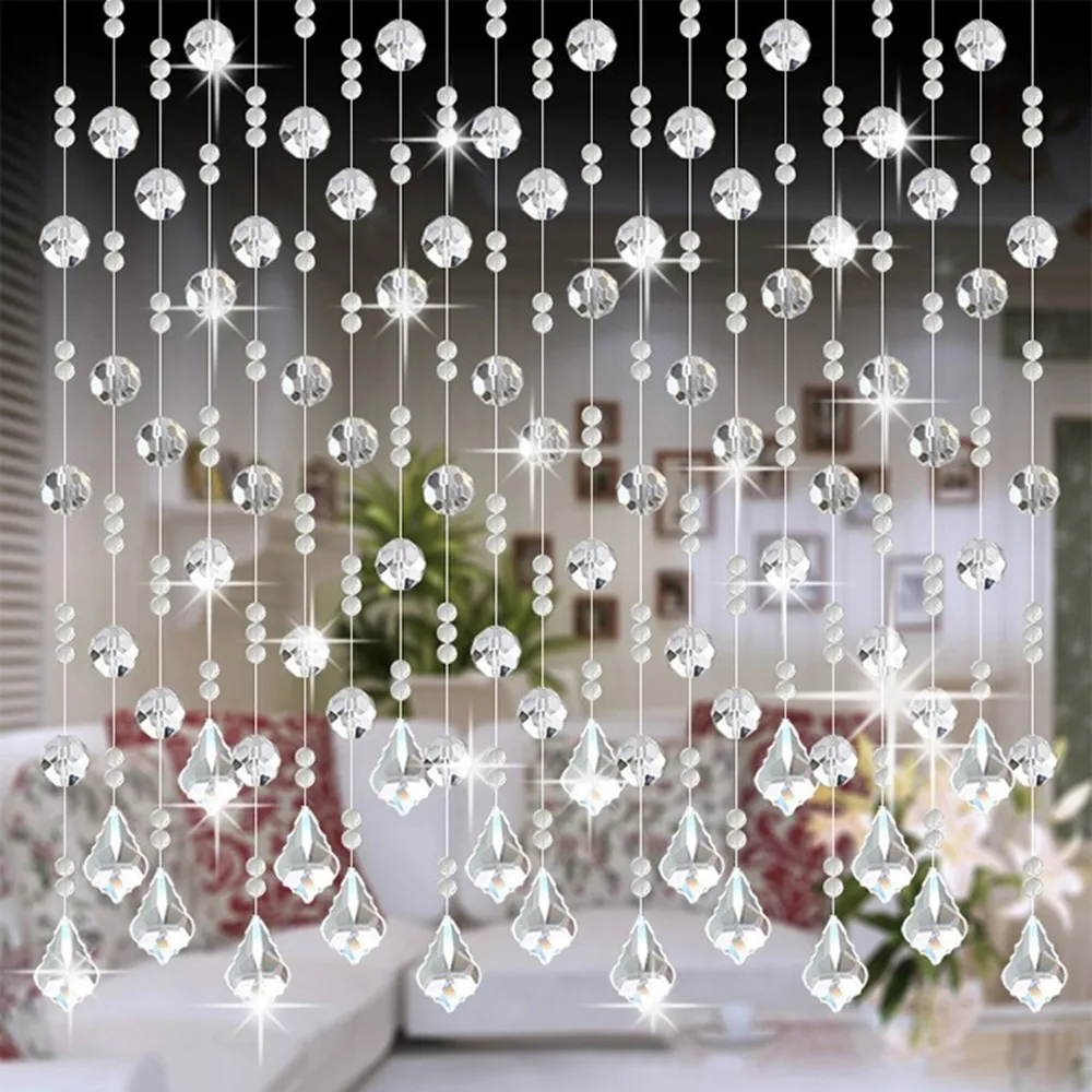Crystal Glass Bead Window Curtain Luxury Living Room Bedroom Door Wedding Decor 