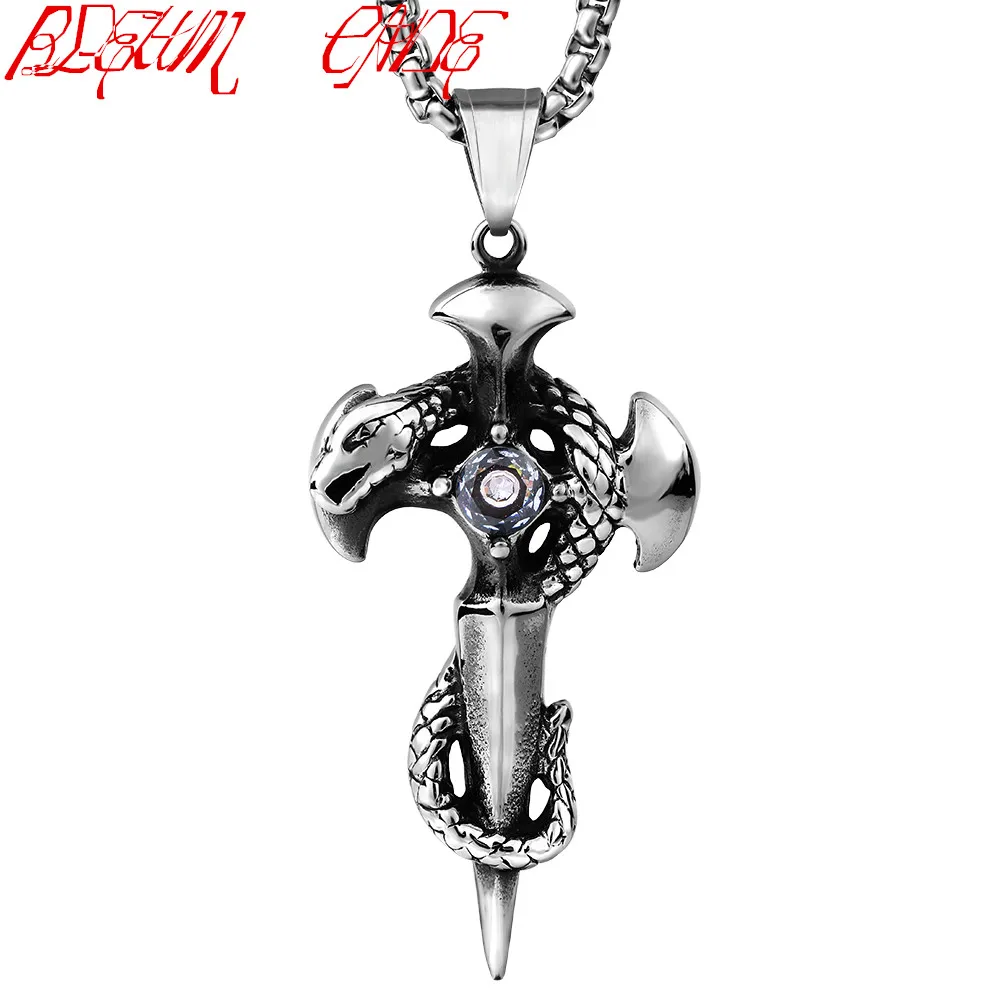 Creative Stainless Steel Pendant Necklace Die Casting Snake Sword Twine Pendants | Украшения и аксессуары