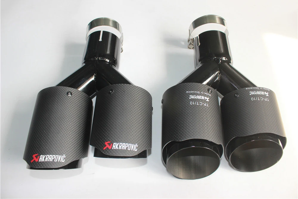 2 шт. недавно двойной версия Inlet63mm-outlet89mm для akrapovic углеродное волокно выхлопных газов Совет матовый черный Цвет глушитель выхлопной трубы