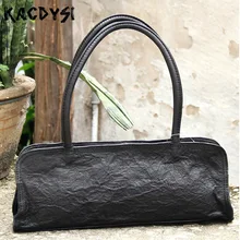 KACDYSI натуральная телячья кожа качественная Маленькая женская сумочка Винтажная сумка-шоппер дамская сумка-тоут из морщин простая модная сумка с ручкой сверху