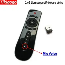 Tikigogo 2,4G T2 гироскоп Fly Air mouse микрофон Микрофон для Google Assistant голосовой поиск Android Smart tv Box пульт дистанционного управления