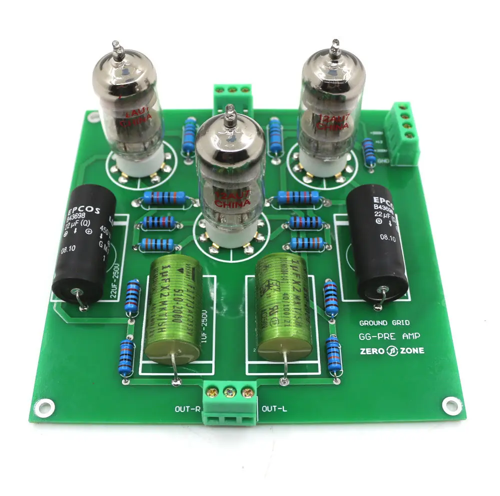 GZLOZONE Assembeld Ground Grid GG Preamp Board / GG Tube Preamplifier With 3pcs 12AU7in