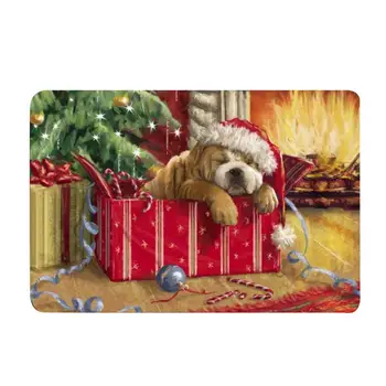 

Bathroom Carpet Doorway Floor Absorbent Cute Dog Printing Bath Mat Kitchen Carpet Rugs Doormat For Christmas Decoration