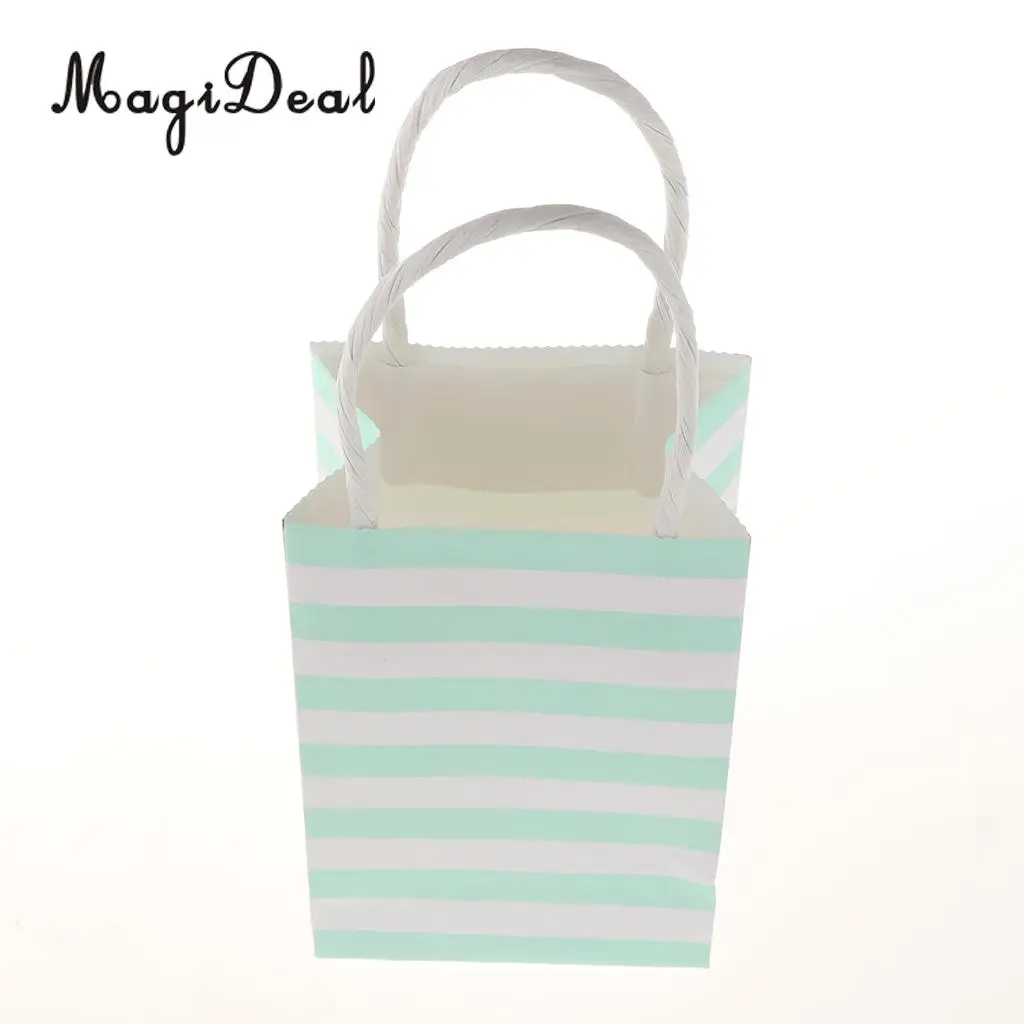 6pcs Paper Striped Candy Gift Bags Handle Tote Bag Party Favors  